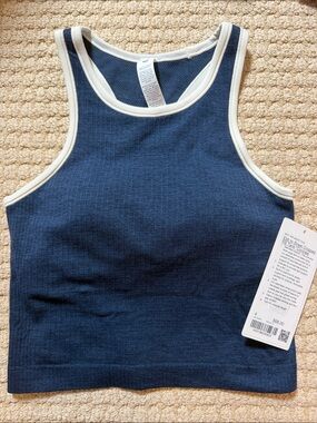 lululemon Ebb to Street Cropped RB Tank - Navy/White